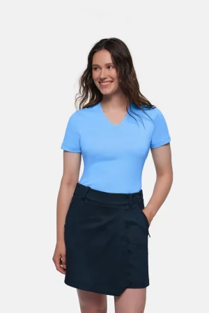 NO. 169 – HAKRO COTTON TEC® Damen V-Shirt - 041 malibublau