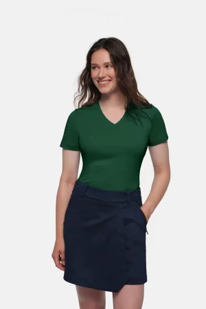 NO. 169 – HAKRO COTTON TEC® Damen V-Shirt - 072 tanne